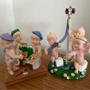 Set of 2 Kewpie artists w/paint palette, one merry-go-round..adorable, mint